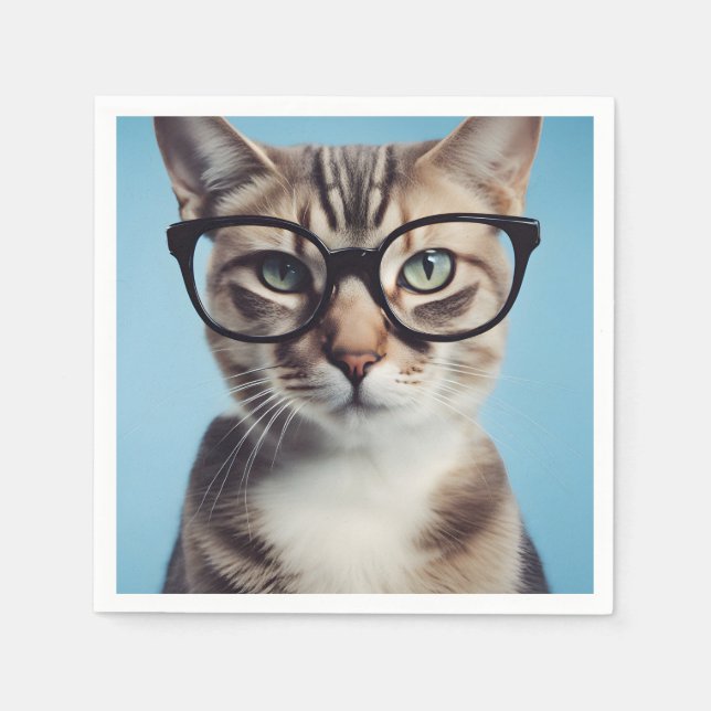 Cat Wearing Glasses Serviette (Vorderseite)