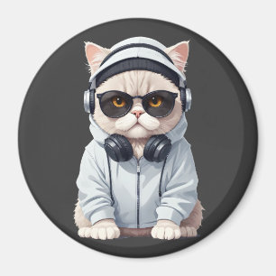 Cat Wearing Hoodie Funny Coole Tierart Art Magnet