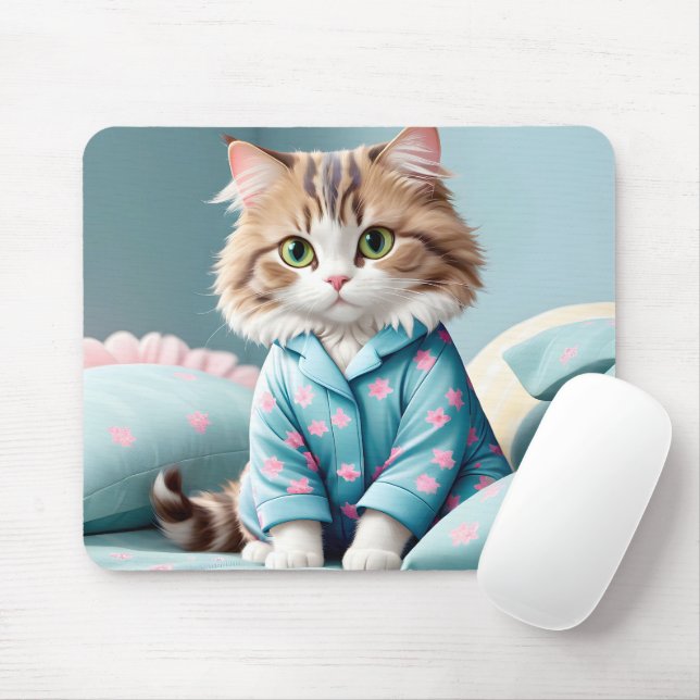 Cat Wearing Pajamas Mousepad (Mit Mouse)