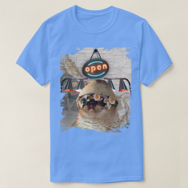 Cat Wearing Ramen Noodles Bowl Funny  T-Shirt (Design vorne)