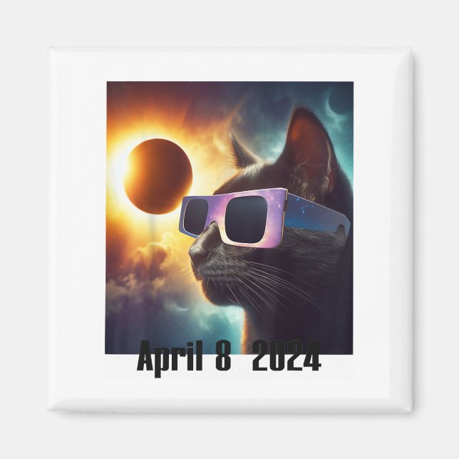 Cat Wearing Solar Brillen Eclipse Colorful Pop Cul Magnet (Vorne)