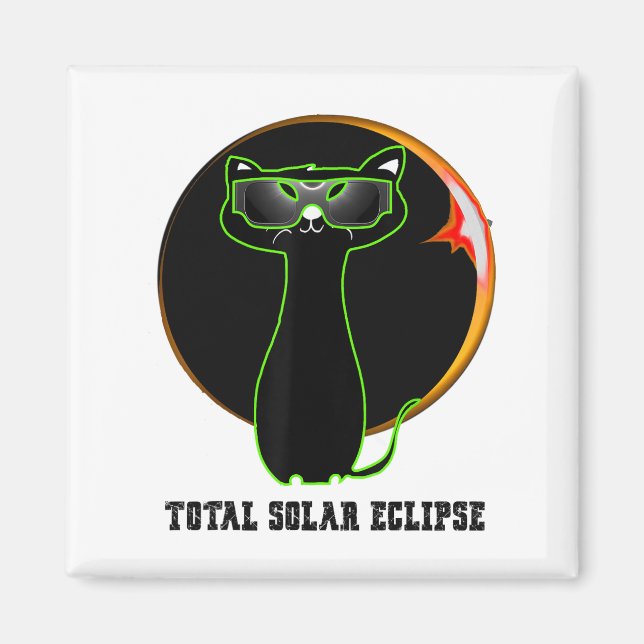 Cat Wearing Solar Eclipse Brille Gesamtsolarekel Magnet (Vorne)