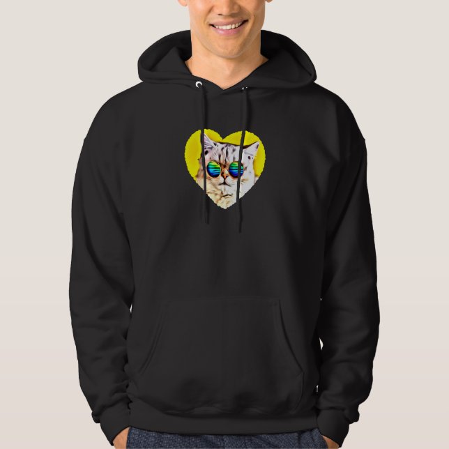 Cat Wearing-Sonnenbrille Hoodie (Vorderseite)