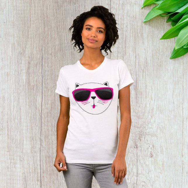 Cat Wearing Sonnenbrille Pink Brillengewächse T -  T-Shirt (Von Creator hochgeladen)