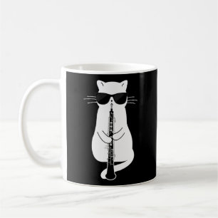 Cat Wearing Sonnenbrille spielen Oboe Kaffeetasse