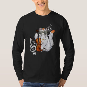 Cat Wearing Sonnenbrille Violine Viola Musici spie T-Shirt