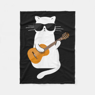 Cat Wearing Sungles Playing Gitarre Gitarrist Fleecedecke