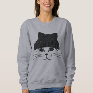 Cat Wearing Wooly Hat Sweatshirt