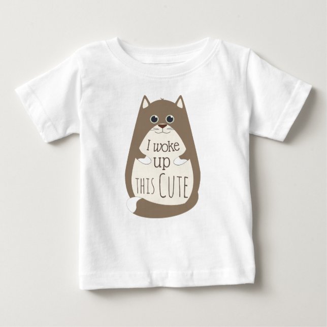 Cat Weckte diesen Niedlichen lustigen Slogan Baby T-shirt (Vorderseite)