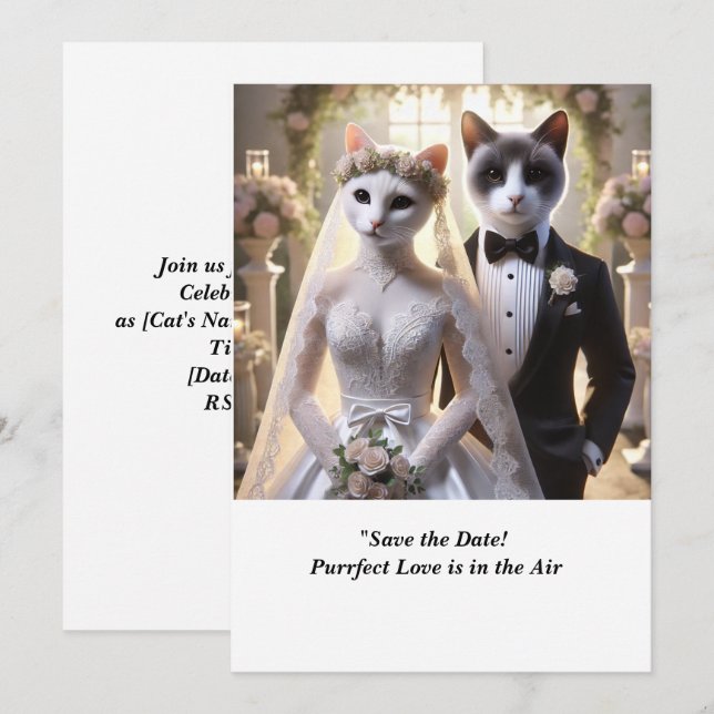 CAT-WEDD Speichern der Datumseinladung Einladung (Vorne/Hinten)