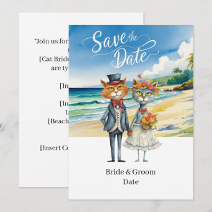 Cat Wedding Beach Hochzeit Einladung