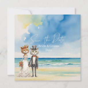 Cat Wedding Beach Hochzeit Save The Date