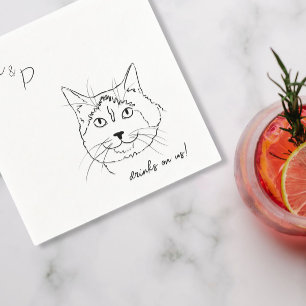 Cat Wedding Cocktail Napkins Serviette