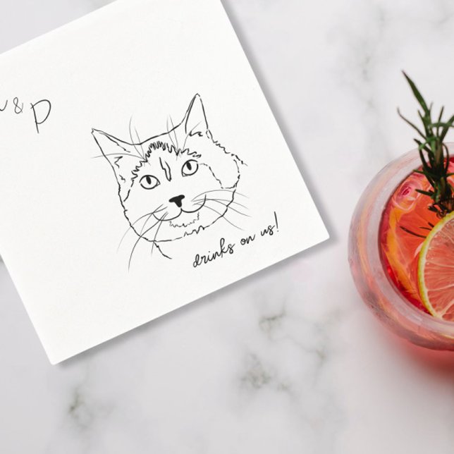 Cat Wedding Cocktail Napkins Serviette (Von Creator hochgeladen)