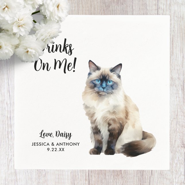 Cat Wedding Cocktail Napkins Serviette (Von Creator hochgeladen)