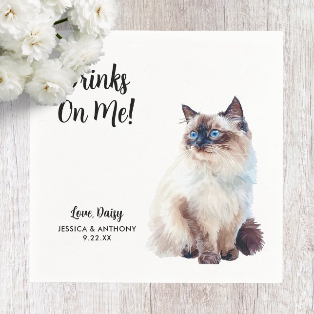 Cat Wedding Cocktail Napkins Serviette (Von Creator hochgeladen)
