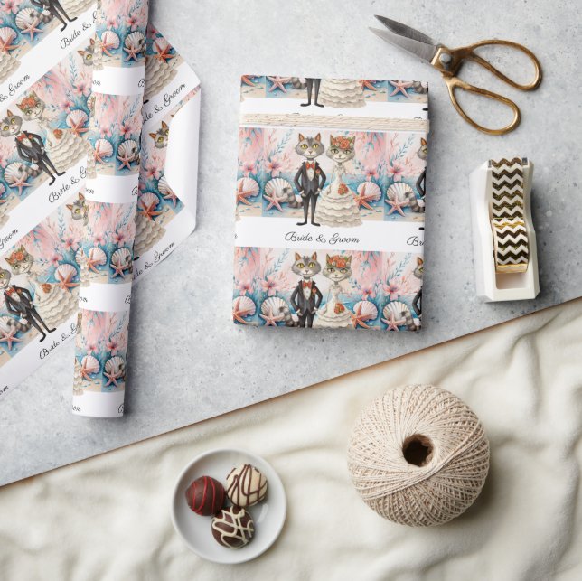 Cat Wedding mit Braut und Bräutigam Geschenkpapier (Kunsthandwerk)