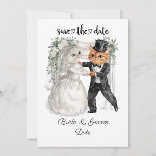Cat Wedding mit Braut und Bräutigam Save The Date