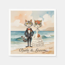 Cat Wedding mit Bride und Groom Beach Thema