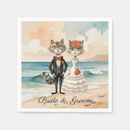 Cat Wedding mit Bride und Groom Beach Thema Serviette