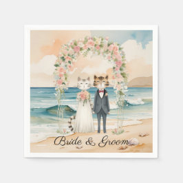 Cat Wedding mit Bride und Groom Beach Thema Serviette