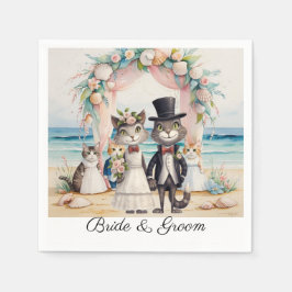 Cat Wedding mit Bride und Groom Beach Thema Serviette