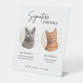 Cat Wedding Signature Drinks Cocktail Bar Pedestal Sockelschild