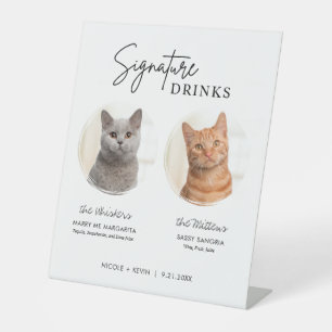 Cat Wedding Signature Drinks Cocktail Bar Pedestal Sockelschild