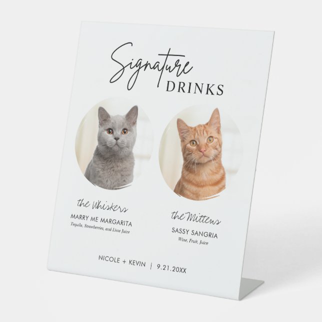 Cat Wedding Signature Drinks Cocktail Bar Pedestal Sockelschild (Vorderseite)