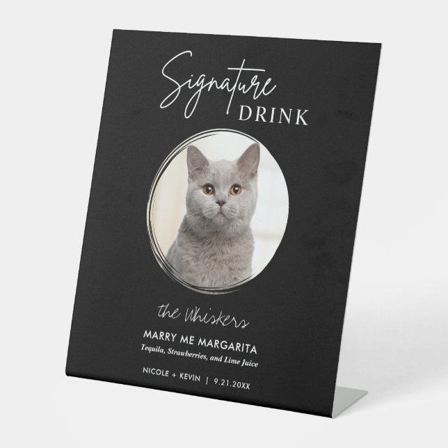 Cat Wedding Signature Drinks Cocktail Bar Pedestal Sockelschild (Vorderseite)