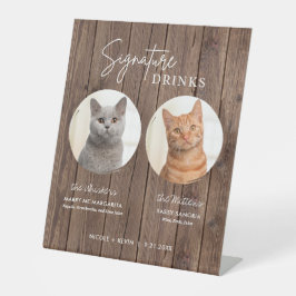 Cat Wedding Signature Drinks Cocktail Bar Wood Sockelschild