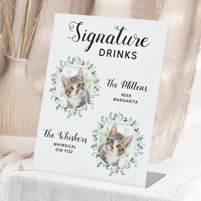 Cat Wedding Unterschrift Drinks Custom 2 PET Foto Sockelschild (Von Creator hochgeladen)