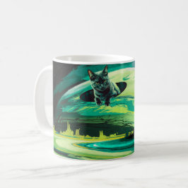 Cat Weidland Landschaft Surreal Kaffee Tasse Grün