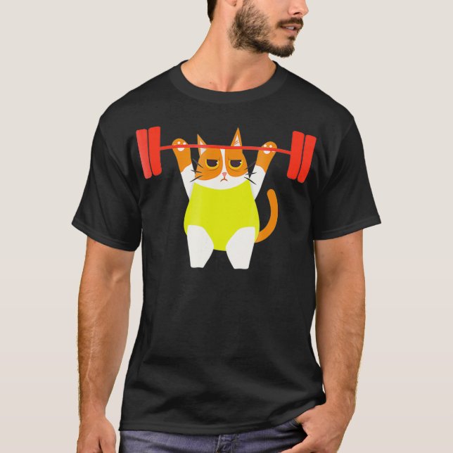 Cat Weight Lifting Funny Cat Lover Trainingsym T-Shirt (Vorderseite)