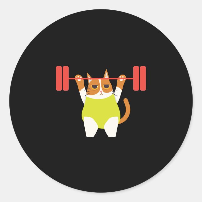 Cat Weight Lifting Funny Cat Lover Workout Fitness Runder Aufkleber (Vorderseite)