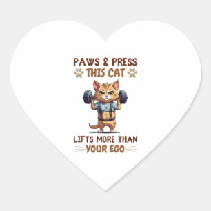 Cat Weightlift Herz-Aufkleber