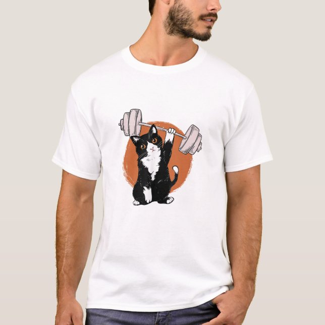 Cat Weightlifter T-Shirt (Vorderseite)