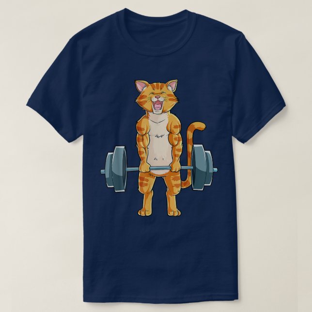 Cat Weightlifting Powerlifting Deadlift Fitness Gy T-Shirt (Design vorne)