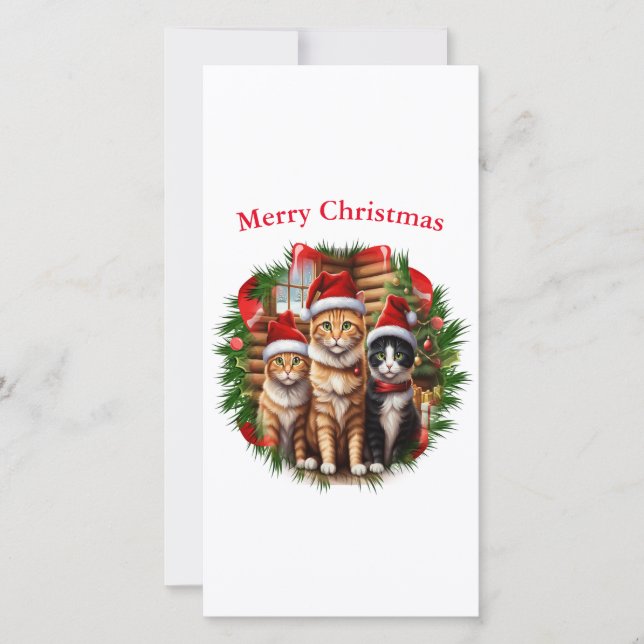 Cat Weihnachtskarten Feiertagskarte (Vorderseite)