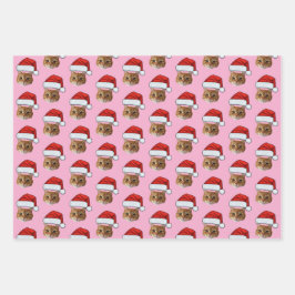 Cat-Weihnachtsmannmütze | Custom Face Foto Pink We Geschenkpapier Set