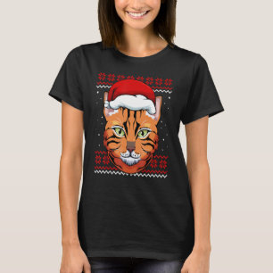 Cat Weihnachtsmannmütze Ugly Christmas Pajama Nied T-Shirt