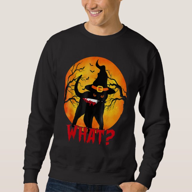 Cat What Cat Holding Knife Costume Sweatshirt (Vorderseite)