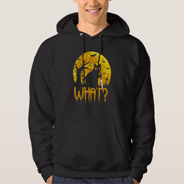 Cat What Murderous Black Cats With Knife Halloween Hoodie (Vorderseite)