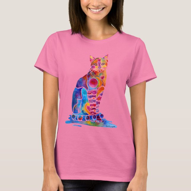 Cat Whimsical Art T-Shirt (Vorderseite)