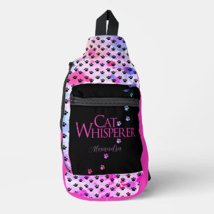 Cat Whisperer Farbenfrohe Gefärbte Krawatte Rosa S Crossbody Bag