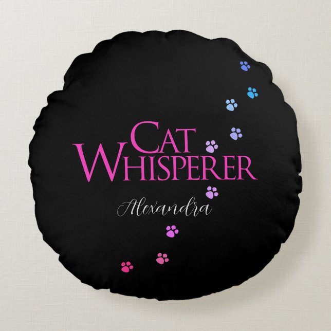 Cat Whisperer Farbenfrohe Gefärbte Krawatte Rosa S Rundes Kissen (Vorderseite)