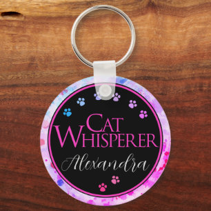 Cat Whisperer Farbenfrohe Gefärbte Krawatte Rosa S Schlüsselanhänger