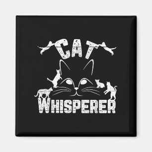 Cat Whisperer Funny Cat Lover Kitty Face Distresse Magnet