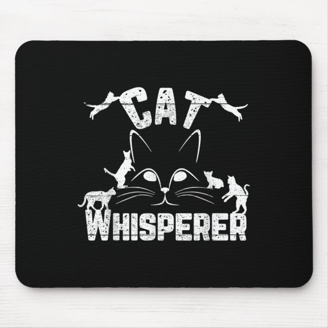 Cat Whisperer Funny Cat Lover Kitty Face Distresse Mousepad (Vorne)
