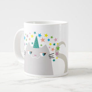 Cat White Unicorn Caticorn Farbenfrohe Sterne Chic Jumbo-Tasse